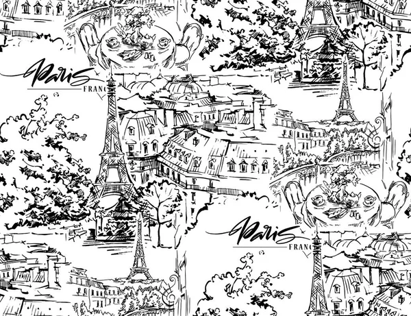 Paris vektorillustration. Hand dras vektorgrafik. — Stock vektor