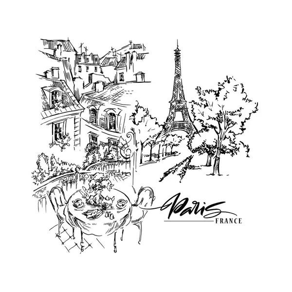 Illustration vectorielle de Paris. Oeuvre vectorielle dessinée à la main . — Image vectorielle