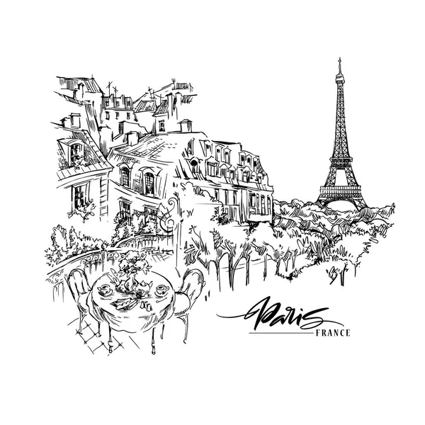 Ilustração vetorial de Paris. Obra de arte vetorial desenhada à mão . — Vetor de Stock