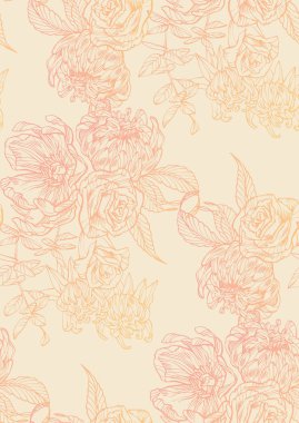 Çiçek seamless modeli. Elle çizilmiş illüstrasyon.