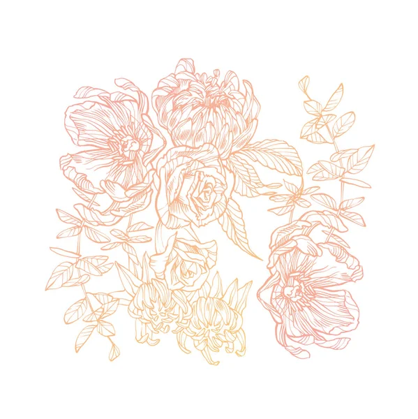 Ilustracja kwiat kwiatowy. Vecor kompozycji kwiatów. Na białym tle kompozycji — Wektor stockowy