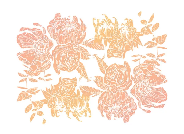 Ilustración floral. Vecor obra de arte de flores. Obra aislada — Vector de stock