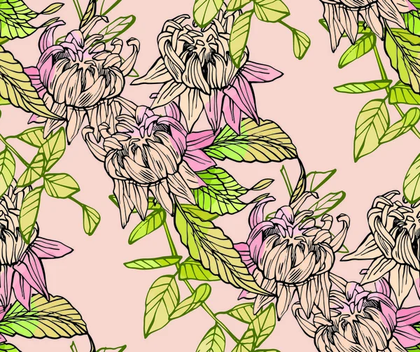 Seamless pattern of flowers. Floral illustration. Botanic artwork 
