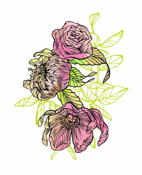 Floral samenstelling. Roze bloem illustratie. Ware grootte 8Ã — raster artwork van bloemen. — Stockfoto