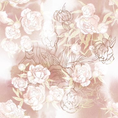 Dikişsiz desen çiçek. Çiçek illüstrasyon. Botanik atrwork