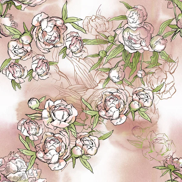 Naadloze Patroon Van Bloemen Floral Illustratie Botanische Atrwork — Stockfoto