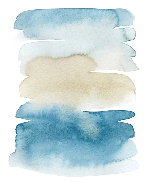 Ručně Tažené Akvarel Modré Moře Nebe Fullsize Rastrové Kresby — Stock fotografie
