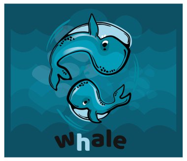 Eğlenceli balina karikatür çizimi.