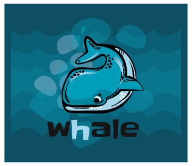 Eğlenceli balina karikatür çizimi.