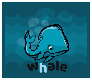 Eğlenceli balina karikatür çizimi.