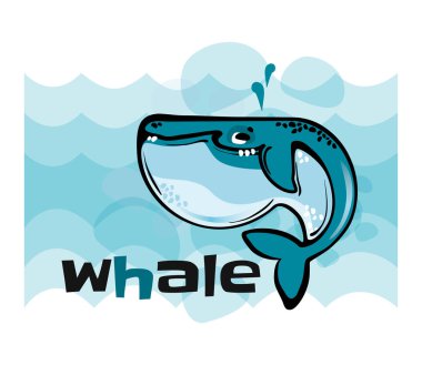 Eğlenceli balina karikatür çizimi.