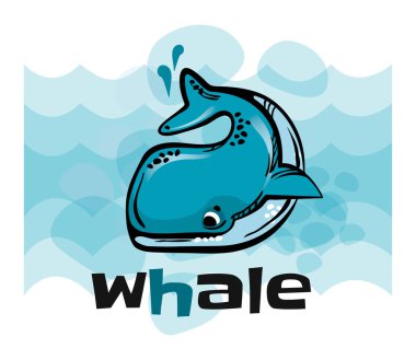 Eğlenceli balina karikatür çizimi.