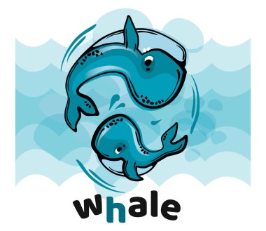 Eğlenceli balina karikatür çizimi.