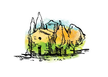 Yaz manzara el çekilmiş.