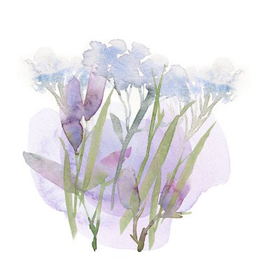 Çiçeksiz desen. El çizimi suluboya tarla çiçekleri.