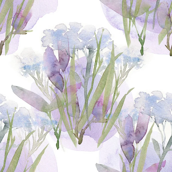 Motif floral sans couture. Fleurs de champ aquarelle dessinées à la main . — Photo