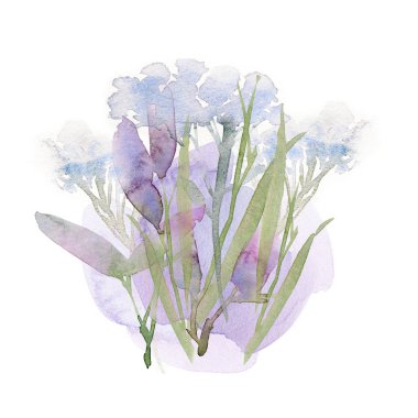 Çiçeksiz desen. El çizimi suluboya tarla çiçekleri.