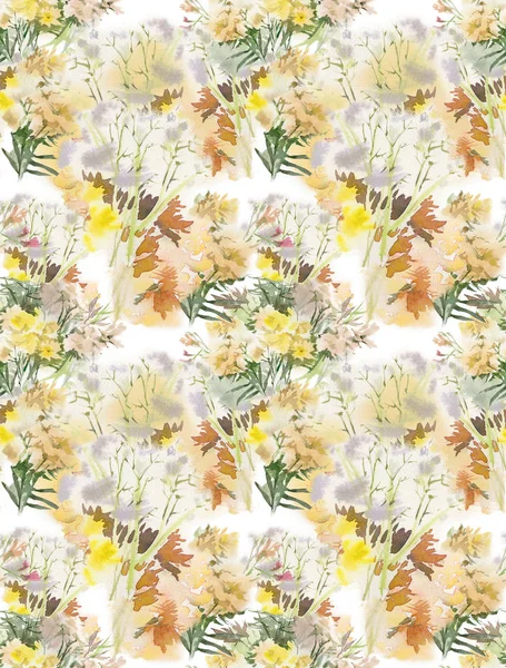 Floral seamless pattern. Hand drawn watercolor field flowers. — Stock Photo, Image