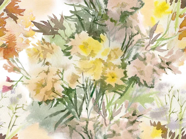 花のシームレスなパターン。手描き水彩画野花. — ストック写真