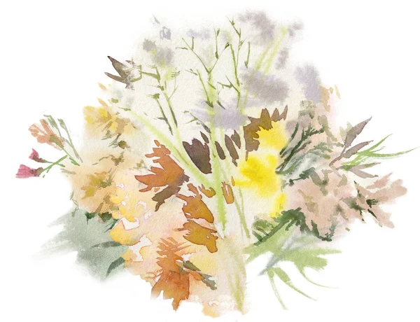 Watercolor flower composition. Hand drawn floral artwork. Fullsize raster. — Stock Photo, Image