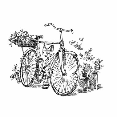 El yapımı eski sokağın çizimi. Çizgi sanatı vintage tarzı illüstrasyon.