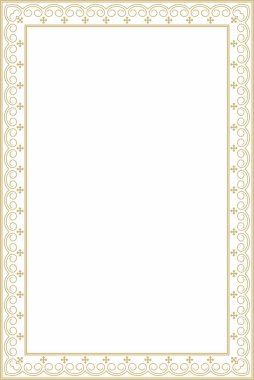 Vektör altın kareli Yakut süsü. Sonsuz dikdörtgen bir sınır, Uzak Doğu 'nun kuzey insanlarının bir çerçevesi..