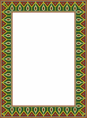 Yerli halk süsü renginde bir vektör. Kare sınır, Amerikan halkının çerçevesi, Aztek, İnka, Maya
