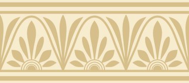 Vektör altın, kusursuz klasik Yunan asma süsü. Antik Yunan 'ın bir örneği. Roma İmparatorluğu 'nun çerçevesi.