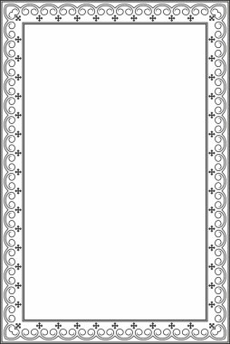 Vektör tek renkli siyah kare Yakut süsü. Sonsuz dikdörtgen bir sınır, Uzak Doğu 'nun kuzey insanlarının bir çerçevesi..