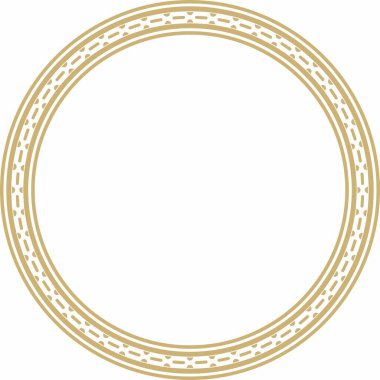 Vektör altın yuvarlak Mısır süsü. Çember, çerçeve, eski Mısır yüzüğü. Nilüfer çiçekleri ve su deseni.