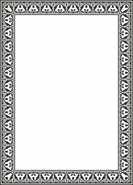 Siyah, tek renkli Arap ulusal kare süsü. Etnik dikdörtgen, doğu halkları çerçevesi. Farsça resim