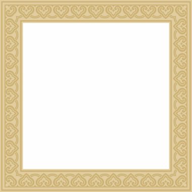 Vector Golden Chinese dikdörtgeni, çerçeve. Doğulu insanların kare süslemeleri, Kore, Tayvan, Çin, Hong Kong, Endonesi