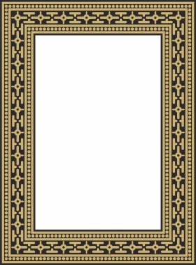 Vektör kare altın ve siyah antik Rus süsü. Slav dikdörtgeni, sınır, çerçeve. Kraliyet odalarının resimleri.