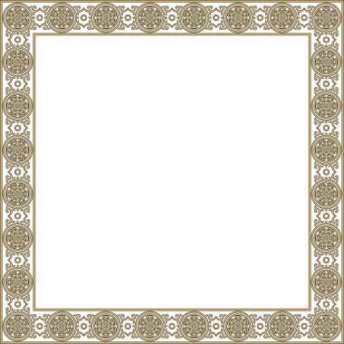 Vektör kare altın ve siyah antik Rus süsü. Slav dikdörtgeni, sınır, çerçeve. Kraliyet odalarının resimleri.