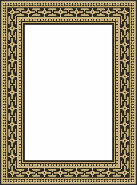 Vektör kare altın ve siyah antik Rus süsü. Slav dikdörtgeni, sınır, çerçeve. Kraliyet odalarının resimleri.