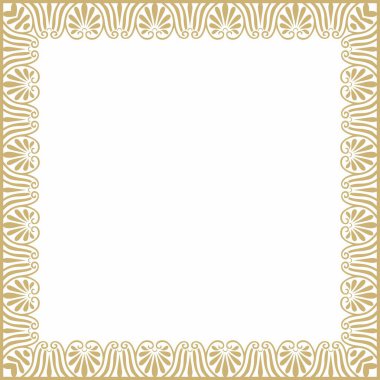 Vektör altın klasik Yunan kare süsü. Antik Yunan ve Roma İmparatorluğu dikdörtgeni. Bizans duvarları, zemin ve tavan resimleri. Avrupa saraylarının dekorasyonu