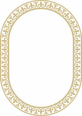 Vektör altın oval klasik Bizans süsü. Çember, halka, sınır, Antik Yunan, Doğu Roma İmparatorluğu çerçevesi. Rus Ortodoks Kilisesi Dekorasyonu
