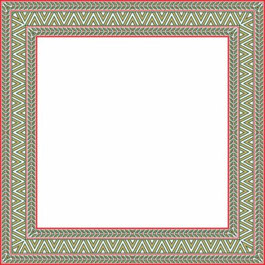 Vektör renkli Yakut karesi süsü. Sonsuz dikdörtgen, sınır, Uzak Doğu 'nun kuzey halklarının çerçevesi..