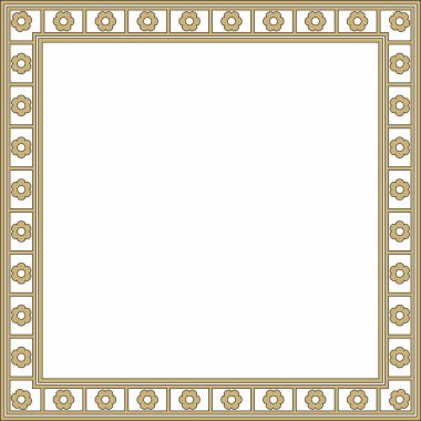 Siyah ve altın kareli gotik süs. Orta Çağ Avrupa dikdörtgeni, sınır. Klasik Almanların, Açılar, Saksonlar, Franklar.