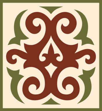 Vektör renkli kare Kazak ulusal süsü. Büyük Steppe, Moğollar, Kırgız, Kalmykler, Buryatlar 'daki insanların etnik kalıpları.