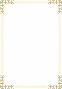 Vektör altın kare klasik Bizans süsü. Dikdörtgen, sınır, Antik Yunan, Doğu Roma İmparatorluğu çerçevesi. Rus Ortodoks Kilisesi Dekorasyonu
