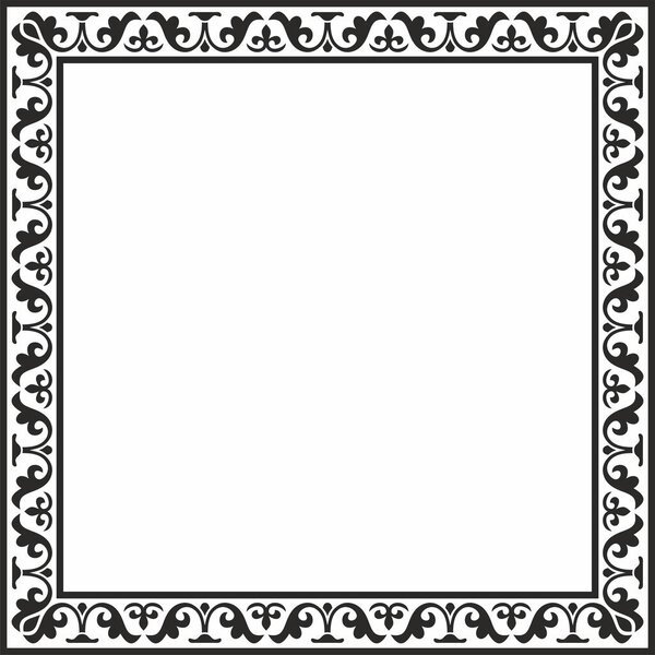 Vector black monochrome square stencil classic byzantine ornament. Rectangle, border, Ancient Greece, Eastern Roman Empire frame. Decoration of the Russian Orthodox Churc