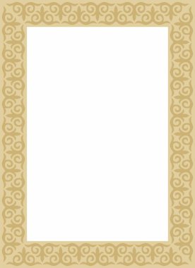 Vektör altın kare Kazak ulusal süsü. Büyük Steppe 'deki insanların etnik kalıpları