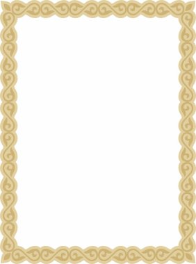 Vektör altın kare Kazak ulusal süsü. Büyük Steppe 'deki insanların etnik kalıpları