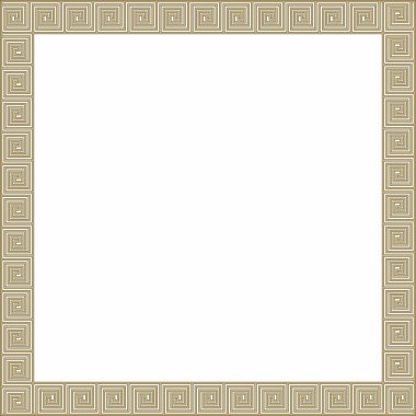 Vektör altın ve klasik Yunan kare süsü. Antik Yunan ve Roma İmparatorluğu dikdörtgeni. Bizans duvarları, zemin ve tavan resimleri. Avrupa saraylarının dekorasyonu