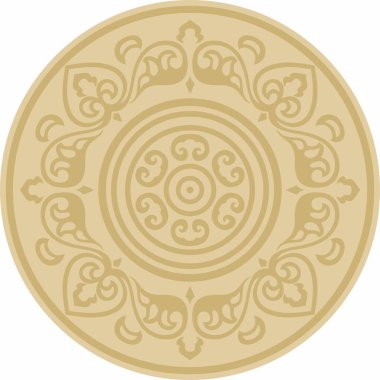 Vector yuvarlak altın antik Rus süsü. Slav sınırı, çerçeve. Çember, halka. Kraliyet odalarının resimleri.