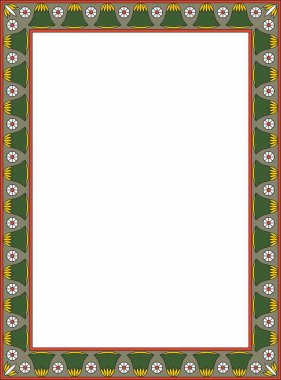 Vektör renkli kare Mısır süsü. Dikdörtgen, çerçeve, eski Mısır. Nilüfer çiçekleri ve su deseni.