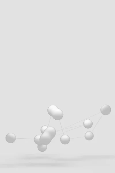Molekulární molekula, struktura molekulárního DNA. 3D vykreslení molekulárních dluhopisů na šedém pozadí. Obrázek s prostorem pro kopírování. — Stock fotografie