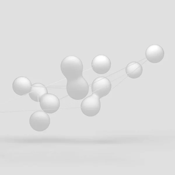 Molekylära obligationer, är runda molekyler anslutna med varandra genom tunna trådar. — Stockfoto