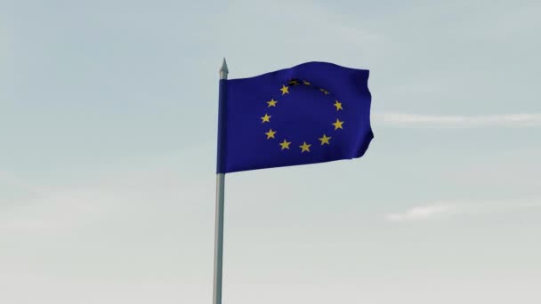 Fondo de bandera de la UE. La Bandera de la Unión Europea. Renderizado 3D . — Vídeo de stock